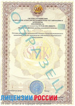 Образец сертификата соответствия (приложение) Симферополь Сертификат ISO 13485